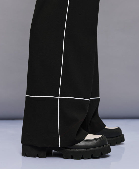 Access Fashion Black Trouser With White Piping