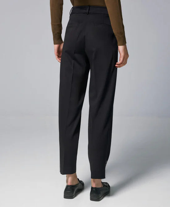 Access Fashion Black Pants With Buttoned Hem