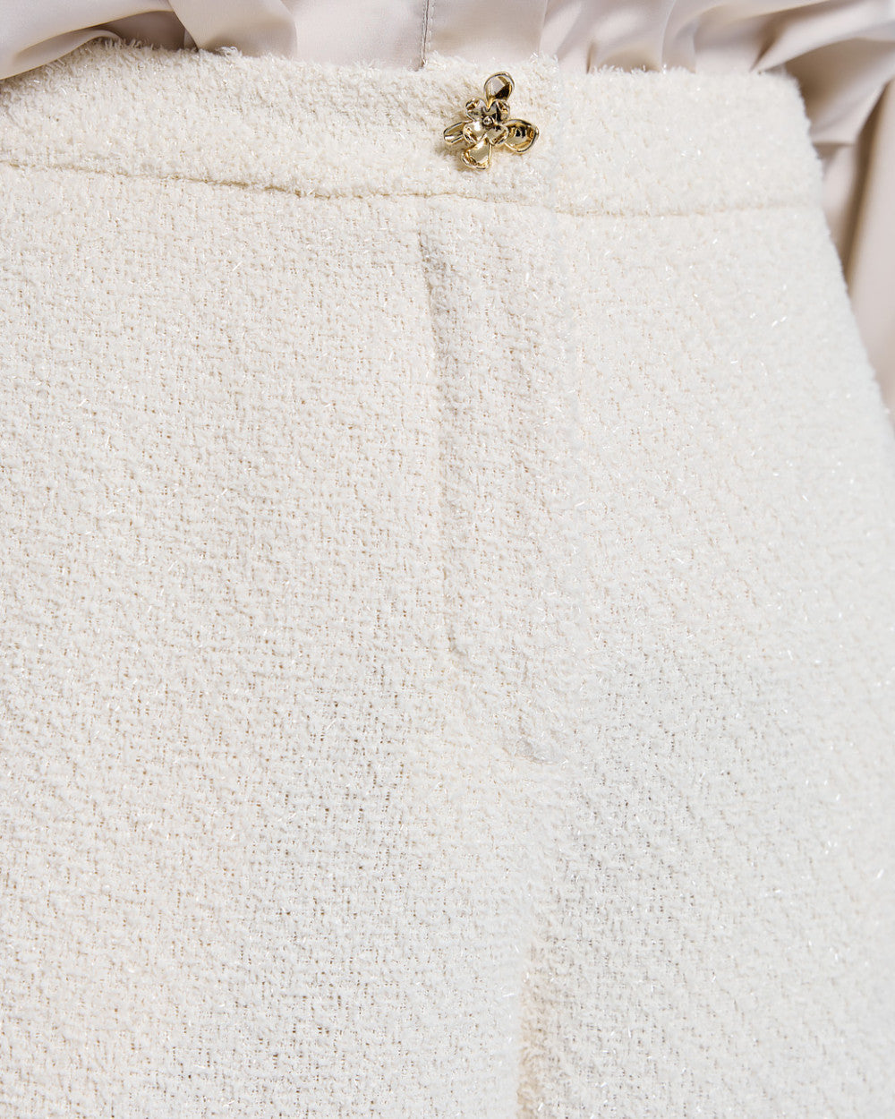 Access Fashion Vanilla Bouclé Wide-Leg Full Length Trousers