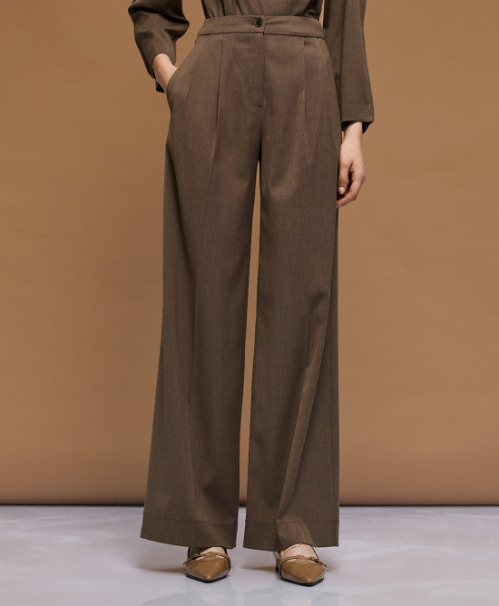 Access Fashion Coffee Trousers With Pleats