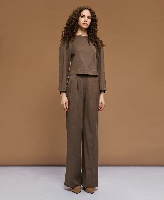 Access Fashion Coffee Trousers With Pleats