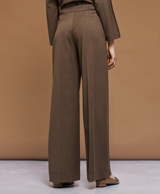 Access Fashion Coffee Trousers With Pleats