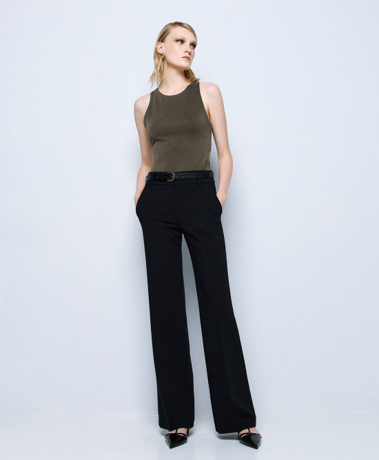 Access Fashion Black Straight-Leg Full Length Pants