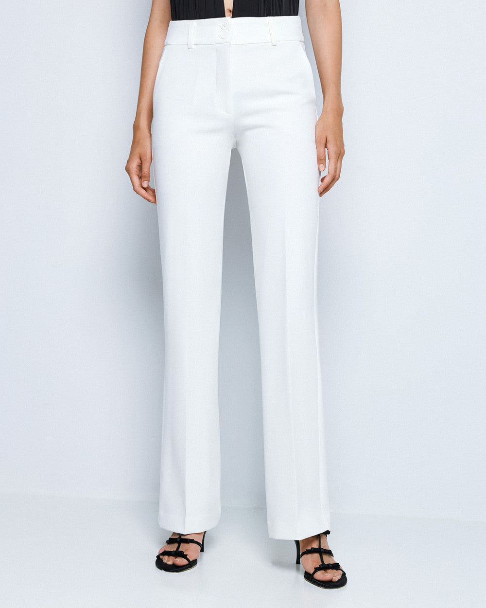 Access Fashion White Straight-Leg Full Length Pants