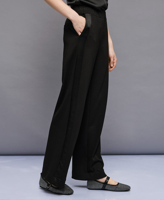 Access Fashion Satin Black Trouser