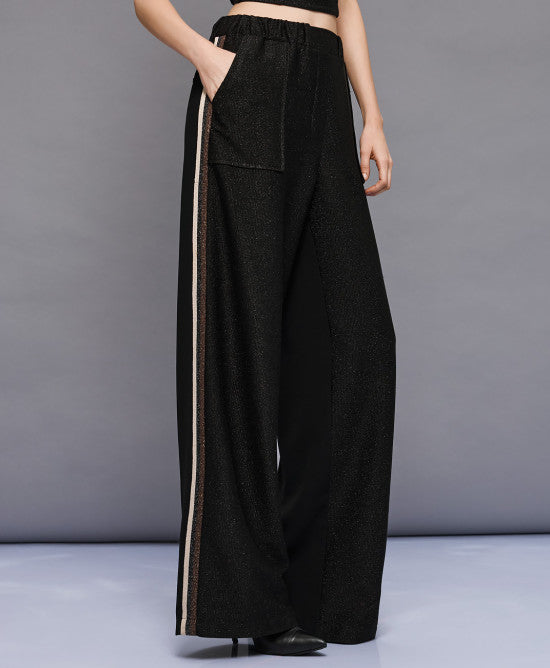 Access Fashion Elastic Waist Black Trousers