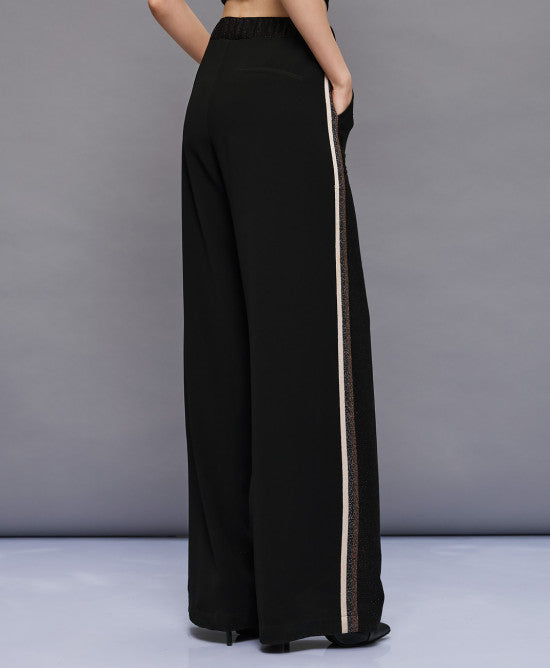 Access Fashion Elastic Waist Black Trousers