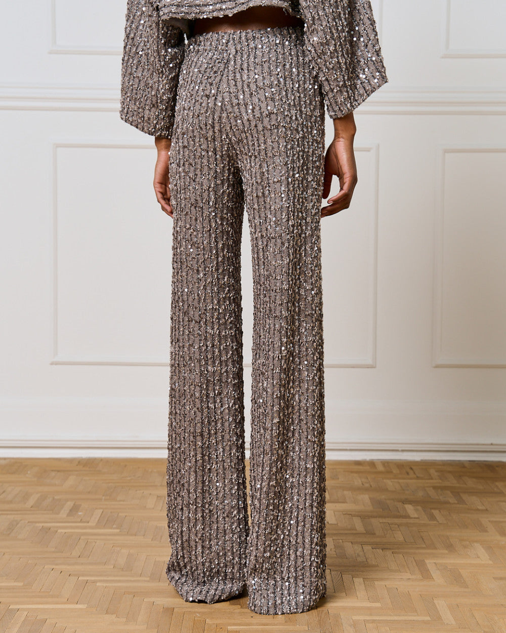 Access Fashion Wide Leg Silver Sequin Pants