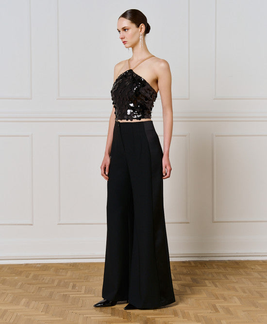 Access Fashion Wide Leg Black Trouser