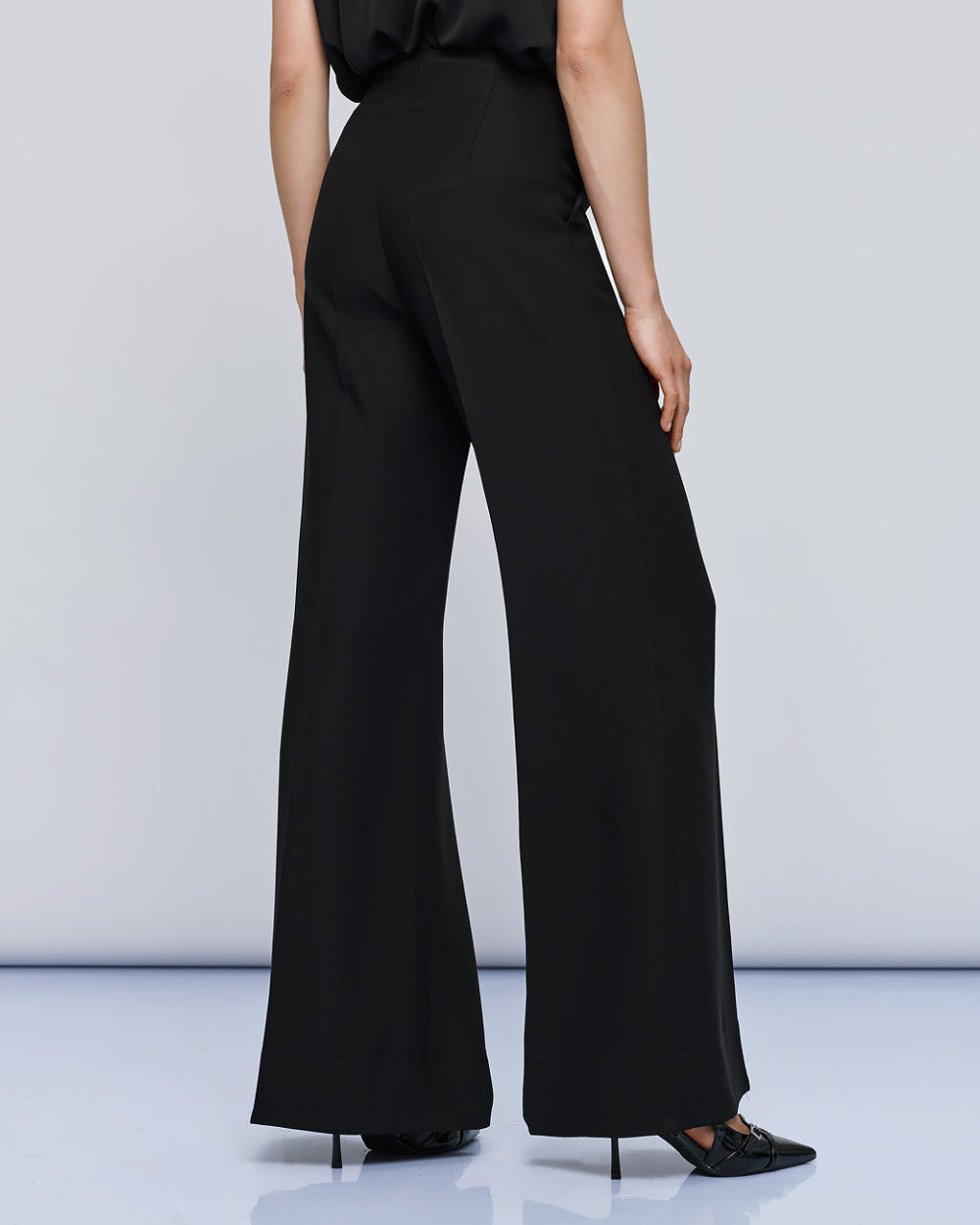 Access Fashion Basic Crepe Wide Leg Black Trouser