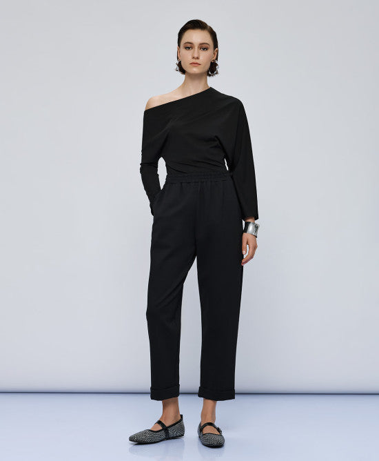 Access Fashion Elasticated Black Trousers