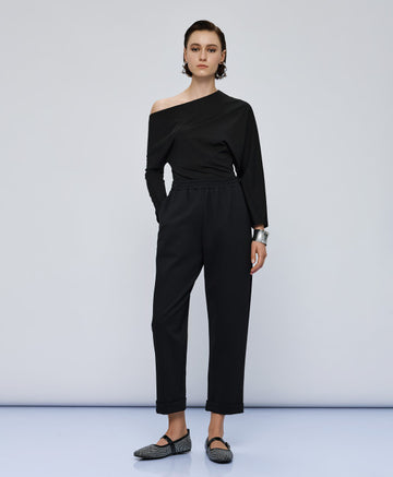 Access Fashion Elasticated Black Trousers