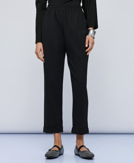 Access Fashion Elasticated Black Trousers