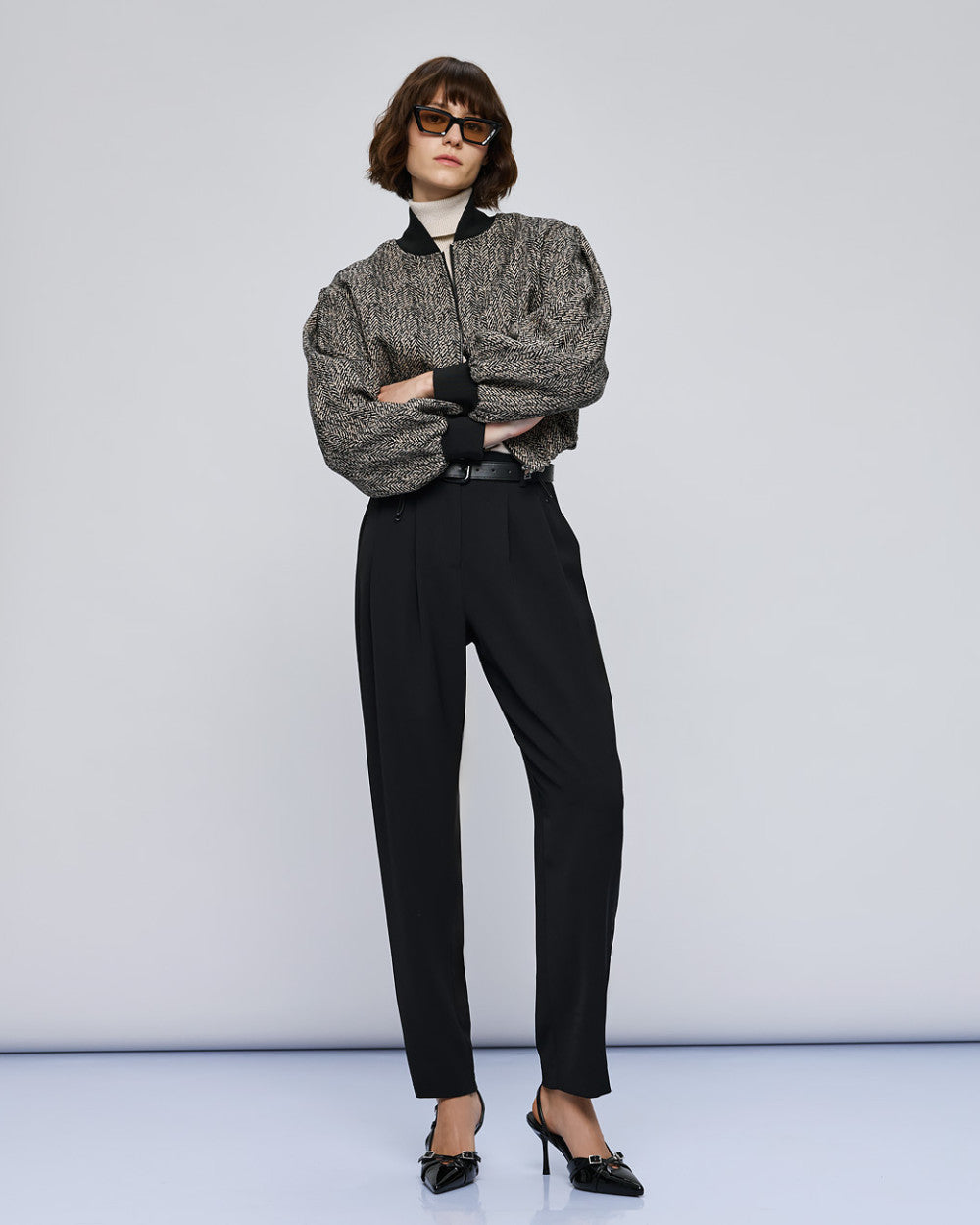 Access Fashion Black High-Waist Pants With Pleats