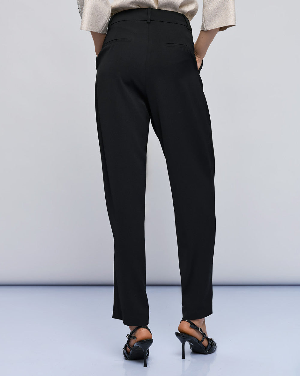 Access Fashion Black High-Waist Pants With Pleats