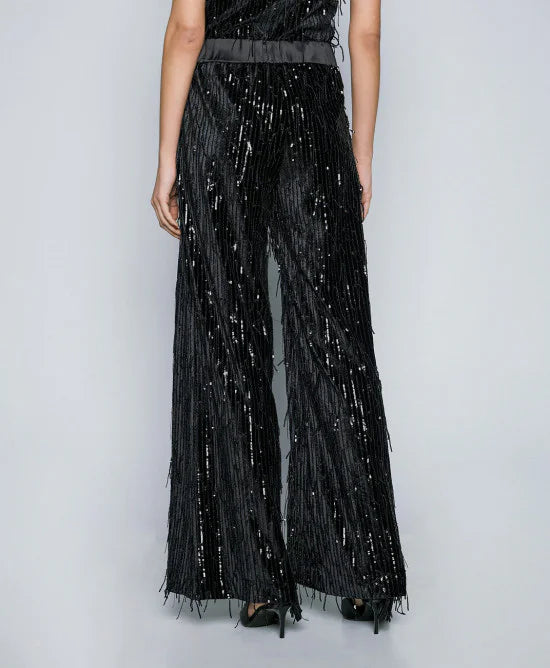 Access Fashion Velvet Pants With Sequins