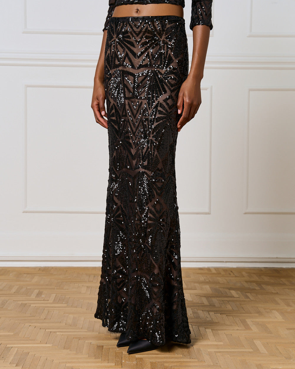 Access Fashion Maxi Skirt With Sequins