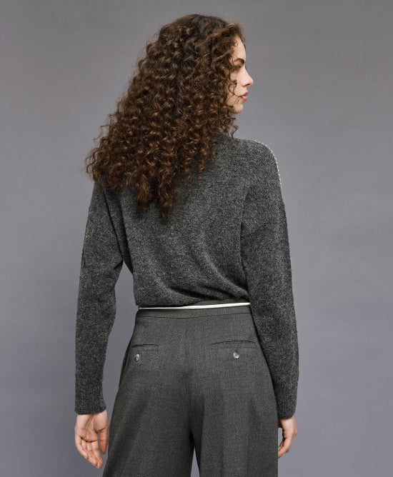 Access Fashion Coal Knitted Top With Rhinestones