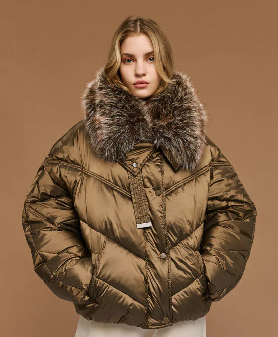 Access Fashion Short Olive Puffer Jacket