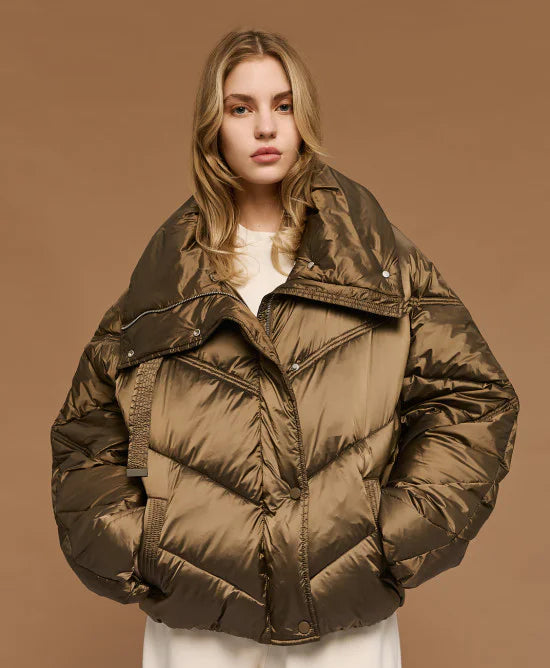 Access Fashion Short Olive Puffer Jacket