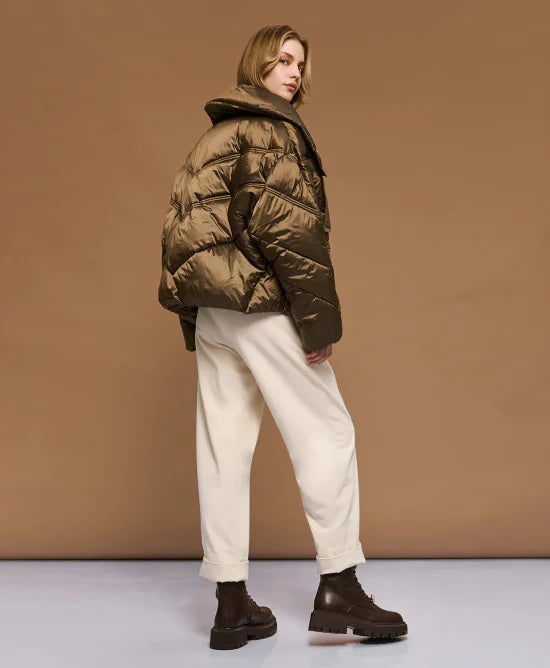 Access Fashion Short Olive Puffer Jacket
