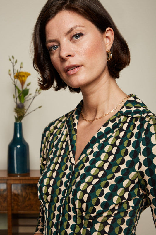 KING LOUIE Pine Green Diner Dress Quincy