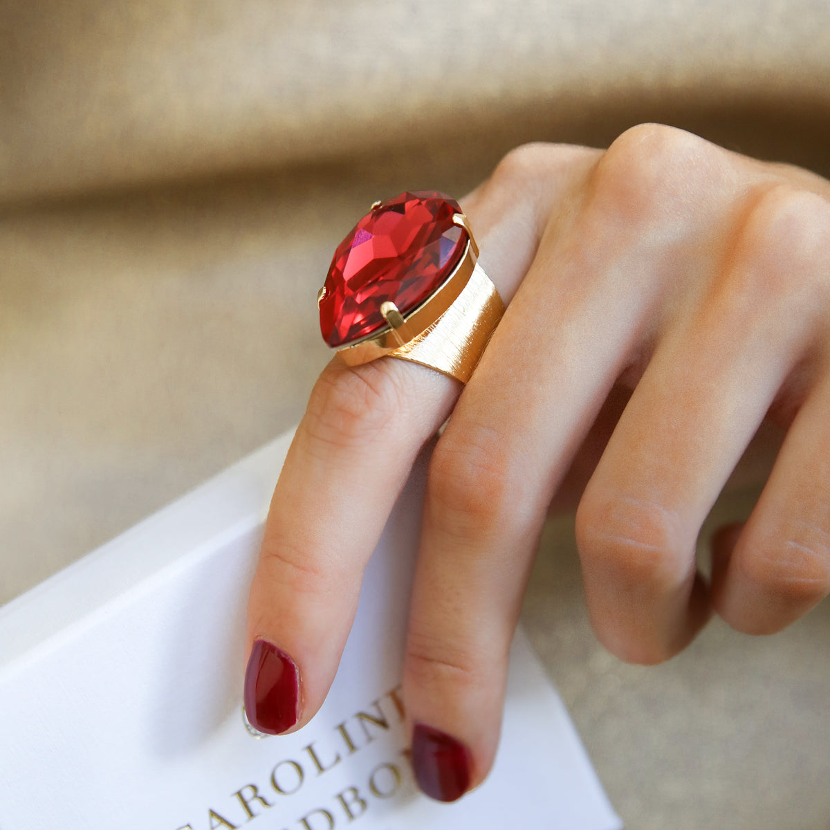 Caroline Svedbom Perfect Ring Gold Mulberry Red