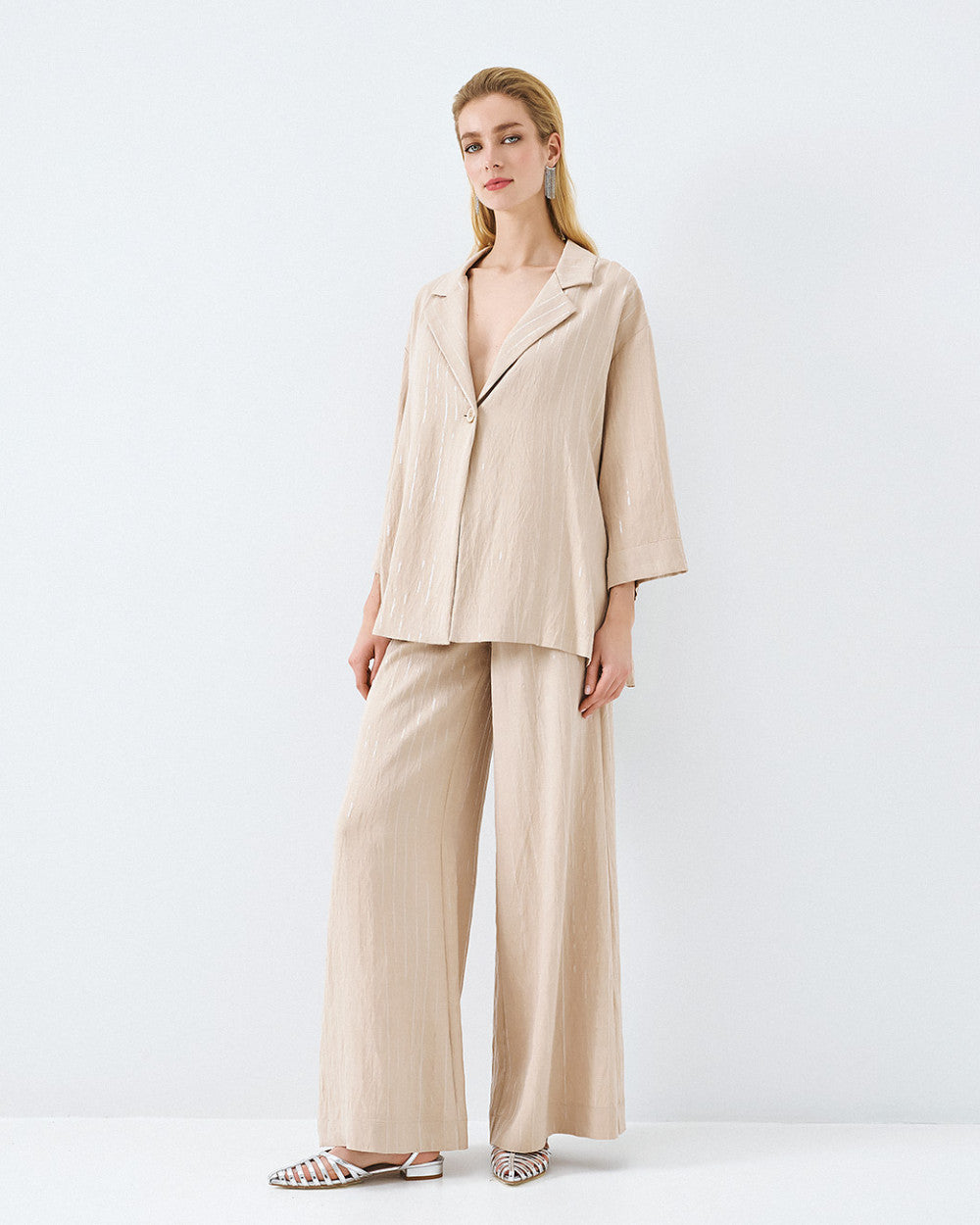 Access Fashion Beige Belted Jacket