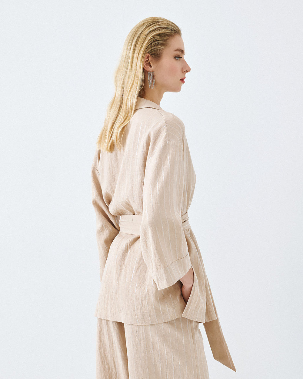 Access Fashion Beige Belted Jacket