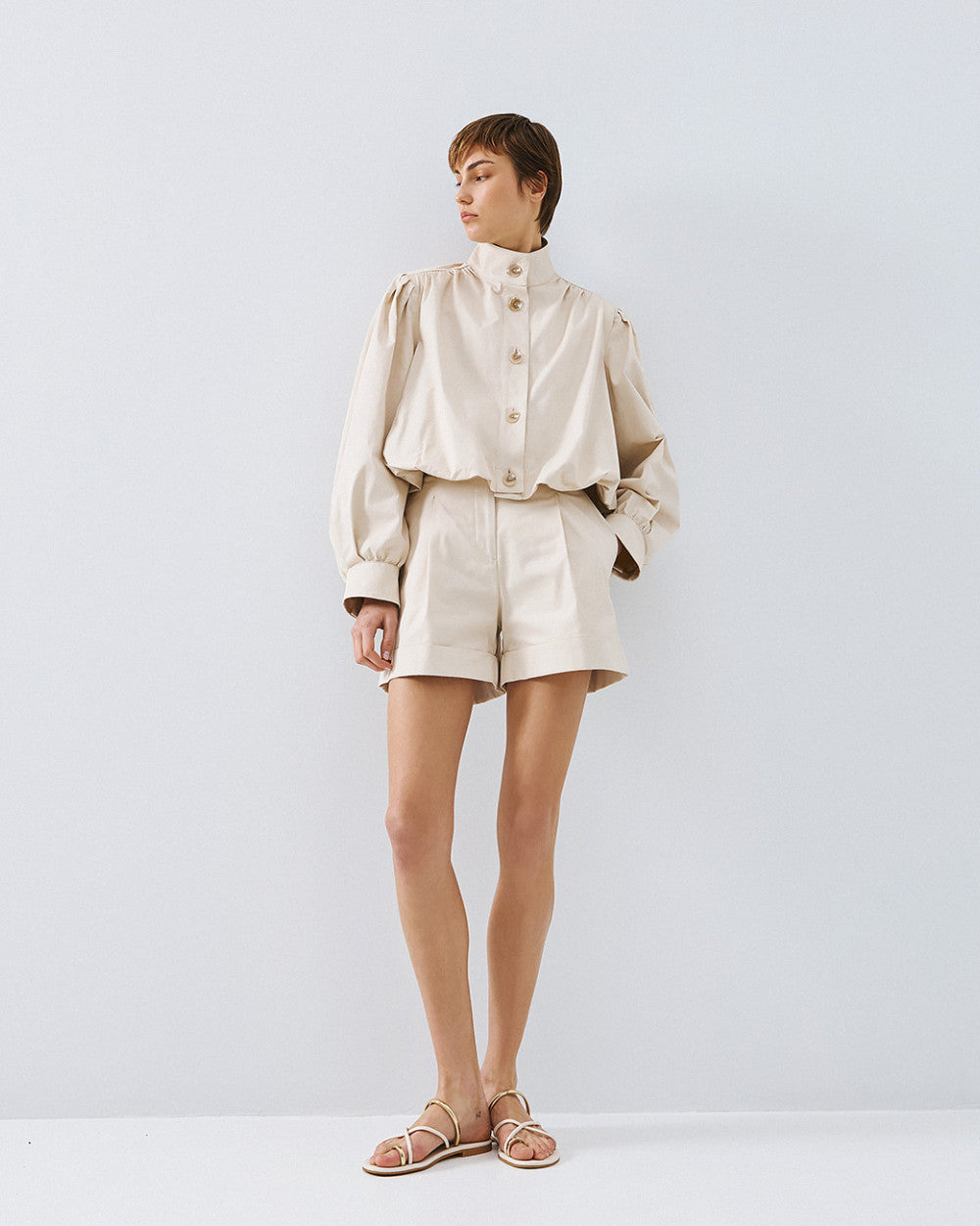 Access Fashion Vanilla Baloon Bomber Jacket With Puffed Sleeve