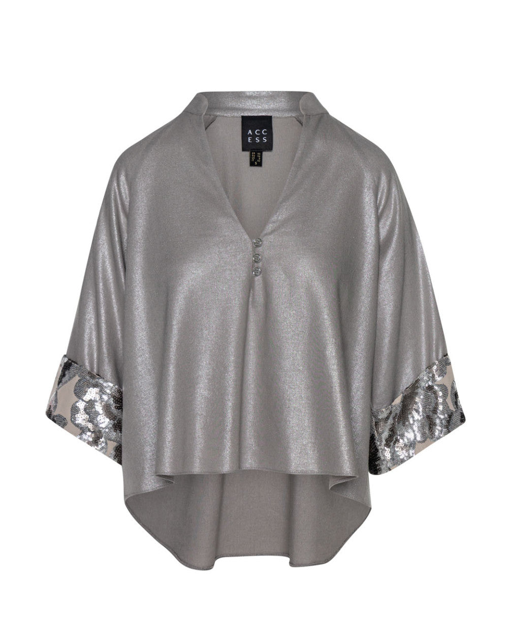 Access Fashion Silver Blouse With Sequin Trim