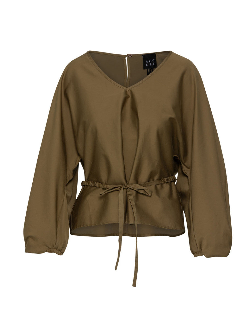 Access Fashion Olive Green Blouse With Boat Neckline