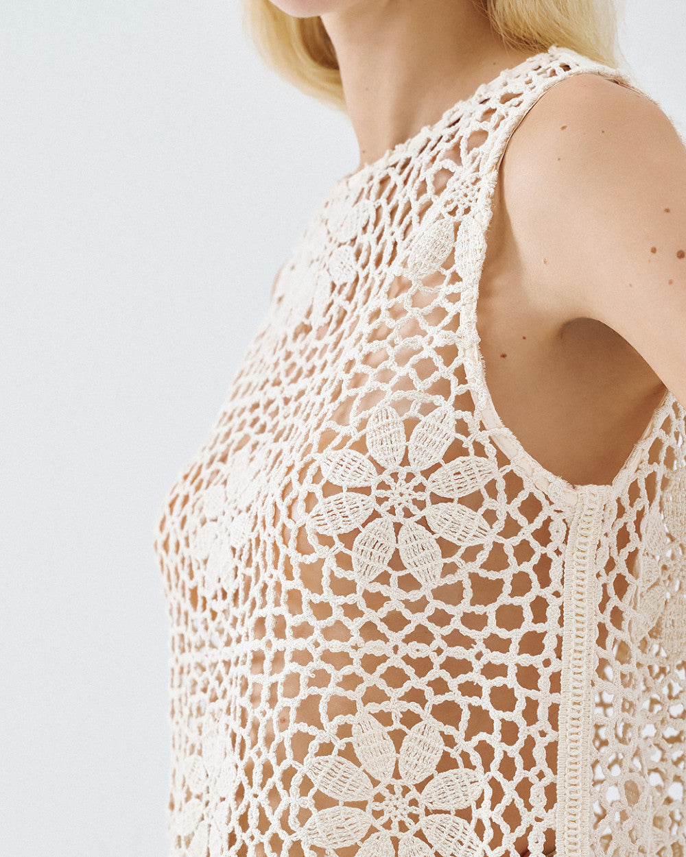 Access Fashion Cotton Lace Sand Top