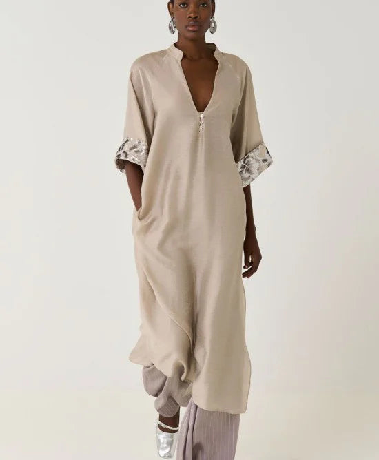 Access Fashion Long Dress With Sequin Detail
