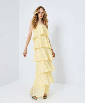 Access Fashion Maxi Devore Lemon Dress