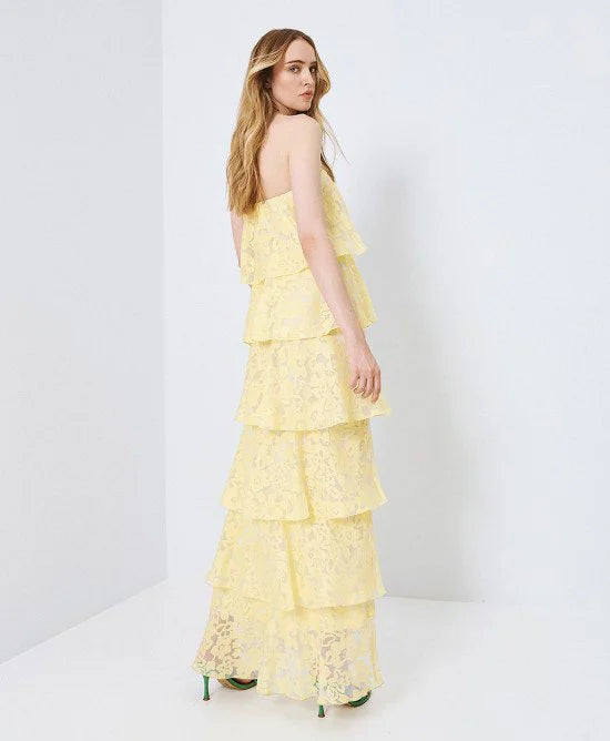 Access Fashion Maxi Devore Lemon Dress