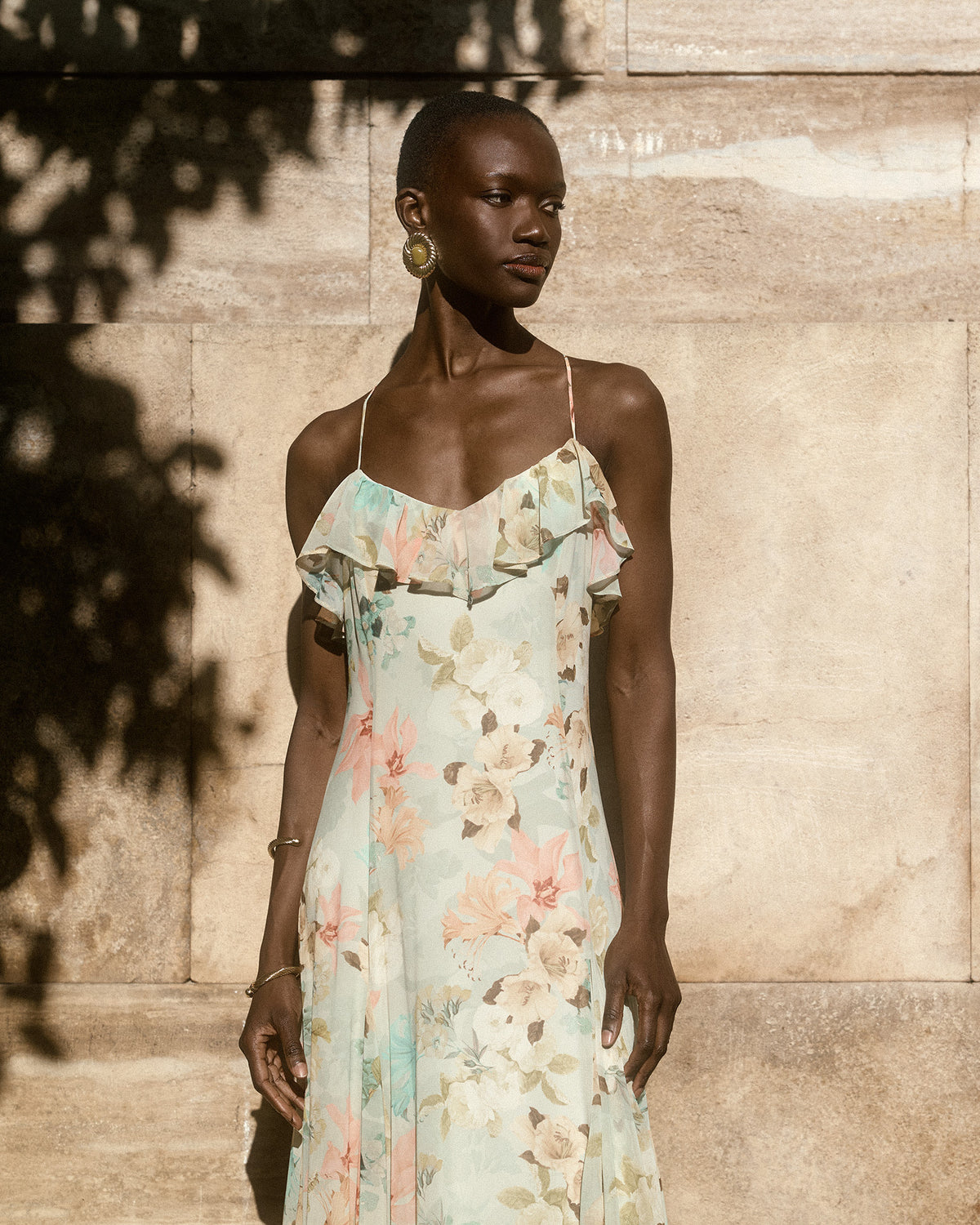 Access Fashion Green Ruffle Floral Dress