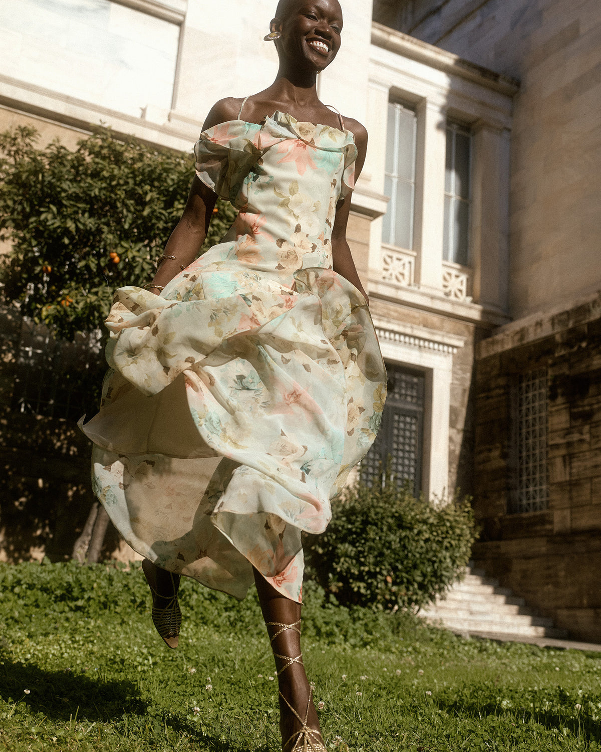 Access Fashion Green Ruffle Floral Dress