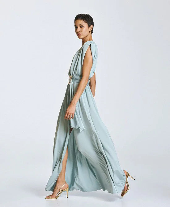 Access Fashion Mint Green Wrap Dress With Buckle Detail