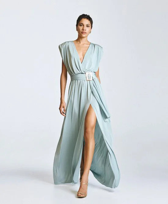 Access Fashion Mint Green Wrap Dress With Buckle Detail