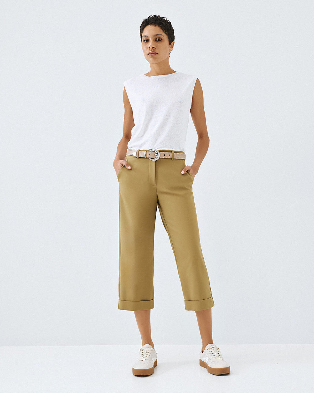 Access Fashion Cropped Olive Trouser