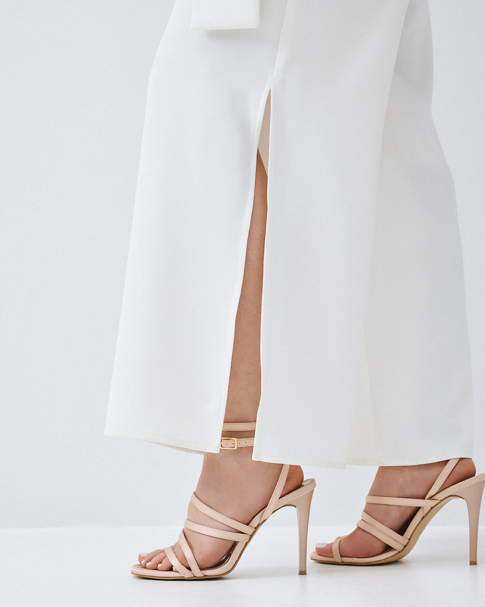 Access Fashion Belted Off White Jumpsuit