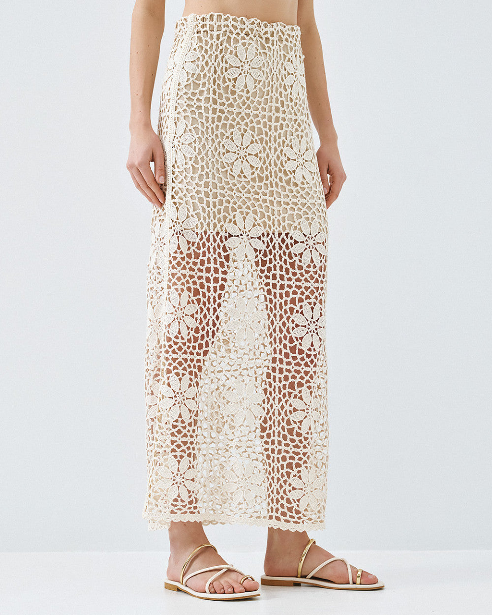Access Fashion Cotton Sand Lace Skirt