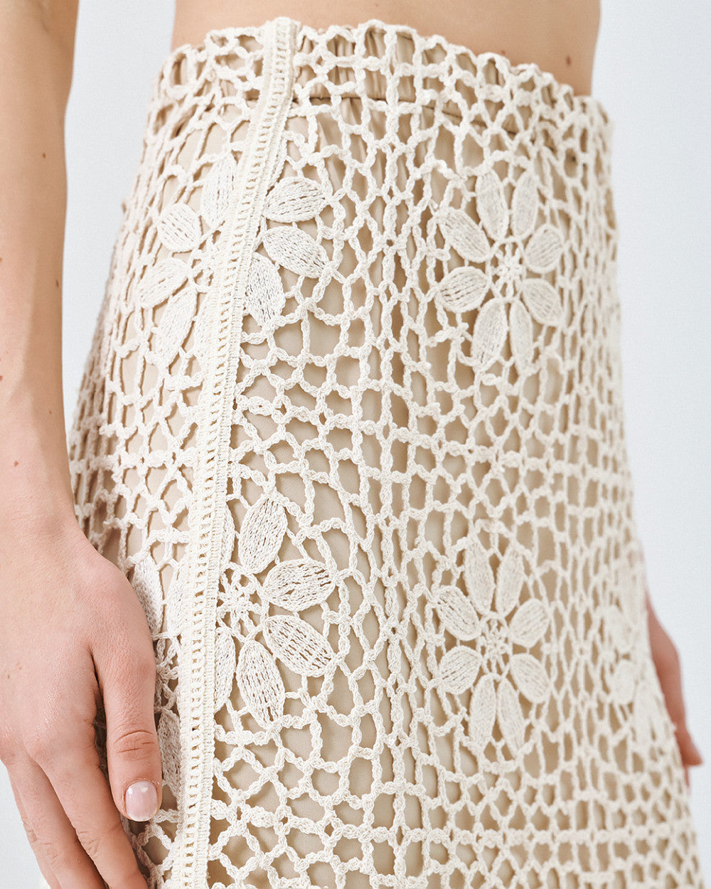 Access Fashion Cotton Sand Lace Skirt