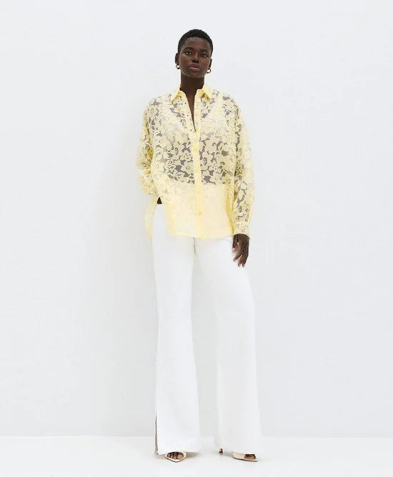 Access Fashion Devore Yellow Blouse