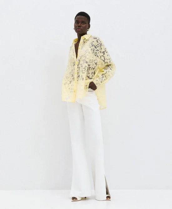 Access Fashion Devore Yellow Blouse