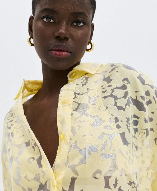 Access Fashion Devore Yellow Blouse