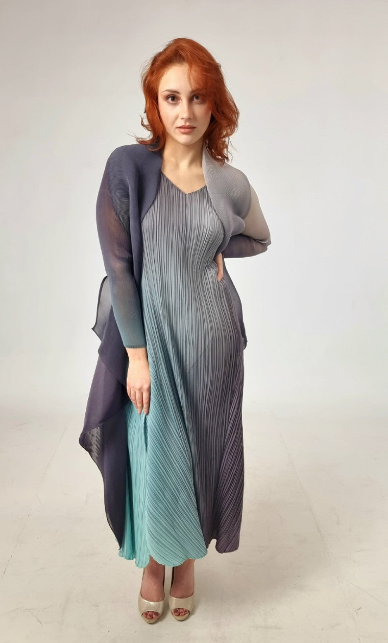 Alquema Forest Ombre Long Estrella Dress And Collare Old Coat