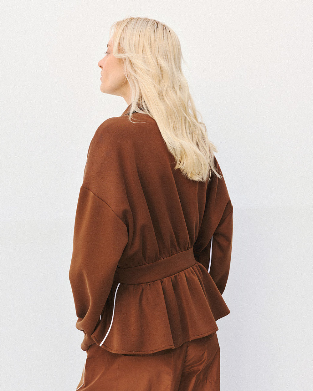 Access Fashion Chcoolate Jacket With Peplum &amp; Piping