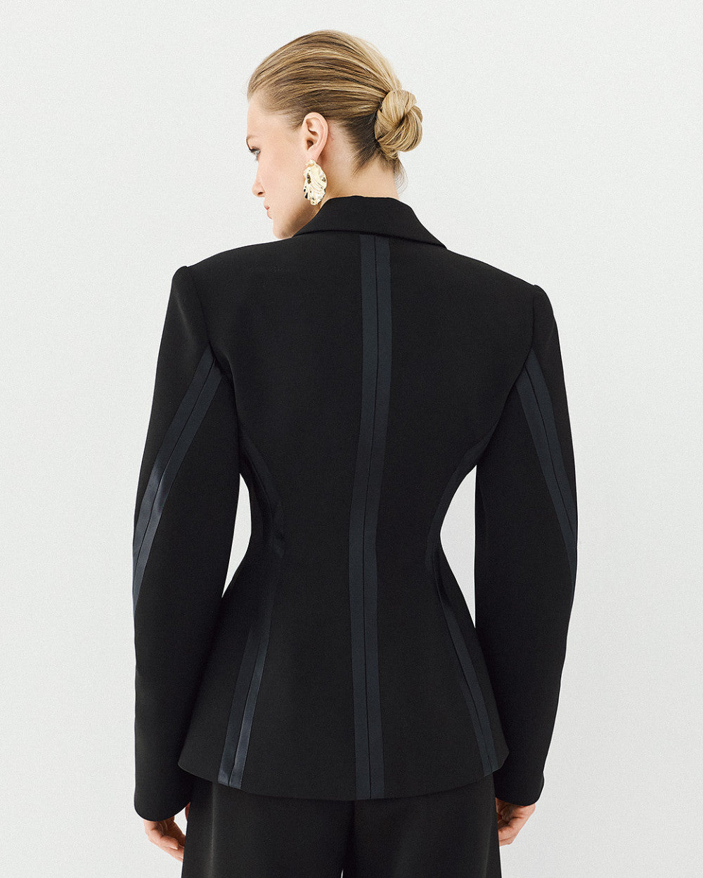 Access Fashion Black FItted Blazer With Satin